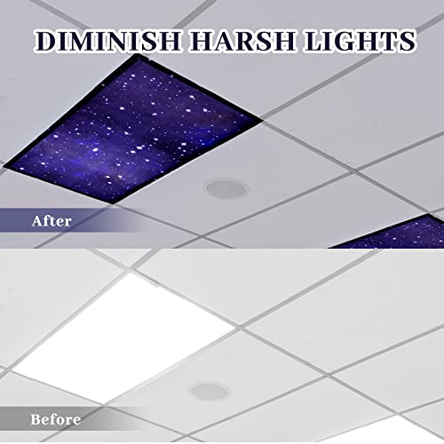 Hortsun Pack of 2 Fluorescent Light Covers 4 x 2 Feet Magnetic Ceiling Light Cover Room Supplies for Home Office(Star Sky) - Image 3