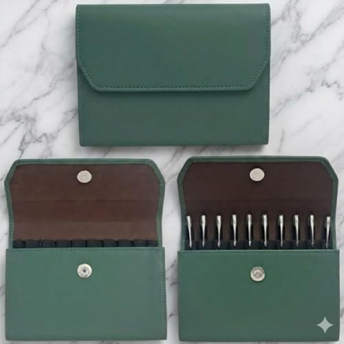 essart Faux Leather 10-Slots Pen Pouch – Stylish & Durable Storage for Pens Storage Case, Pen Pouch Colour Croco Green - Image 2