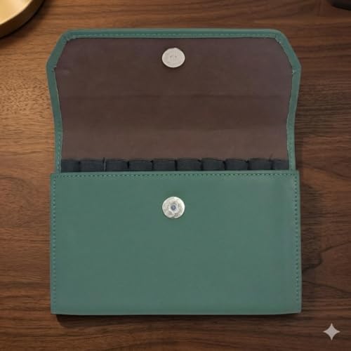 essart Faux Leather 10-Slots Pen Pouch – Stylish & Durable Storage for Pens Storage Case, Pen Pouch Colour Croco Green - Image 5