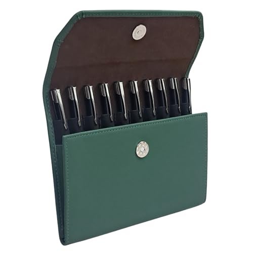 essart Faux Leather 10-Slots Pen Pouch – Stylish & Durable Storage for Pens Storage Case, Pen Pouch Colour Croco Green - Image 1