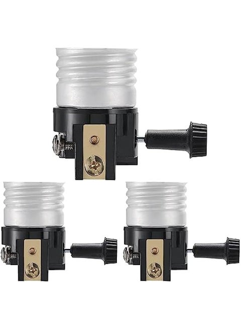 3 Pack Lamp Socket Replacement, UL Listed E26/E27 Light Socket Replacement with ON/Off Switch Knob, Lamp Repair Kit for Table Lamps, Floor Lamp