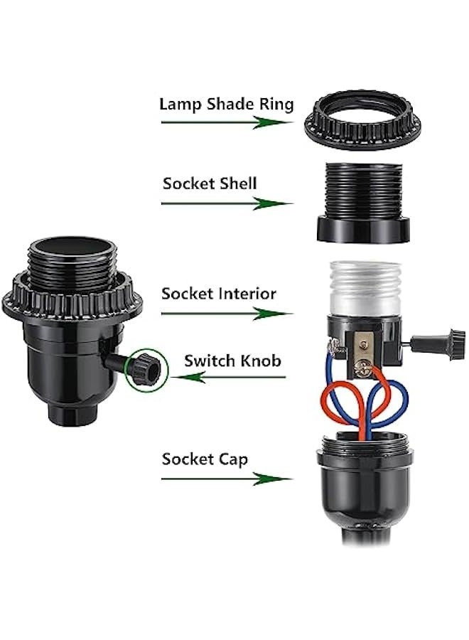 3 Pack Lamp Socket Replacement, UL Listed E26/E27 Light Socket Replacement with ON/Off Switch Knob, Lamp Repair Kit for Table Lamps, Floor Lamp