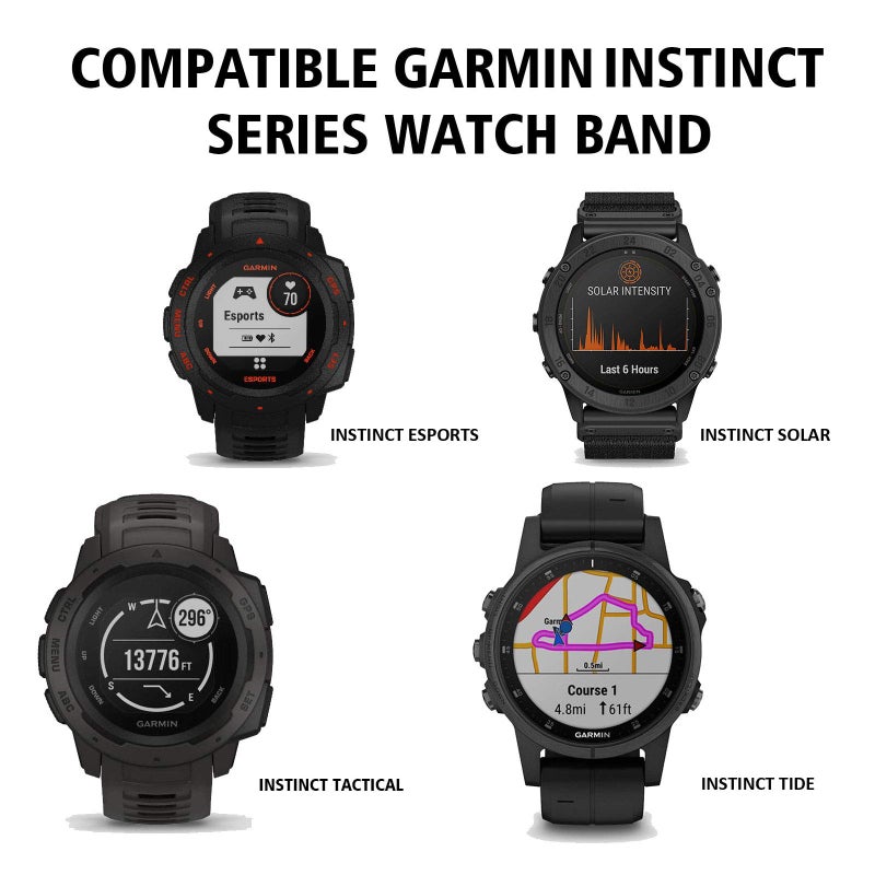 ANCOOL Compatible with Garmin Instinct 2 Band, Soft Silicone Watchband Replacement for Garmin Instinct Tide/Esports/Solar/Tactical Smartwatches, Black/Straw Yellow - Image 2