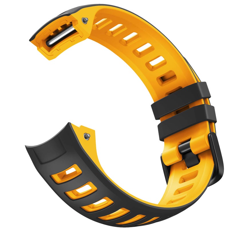 ANCOOL Compatible with Garmin Instinct 2 Band, Soft Silicone Watchband Replacement for Garmin Instinct Tide/Esports/Solar/Tactical Smartwatches, Black/Straw Yellow - Image 5