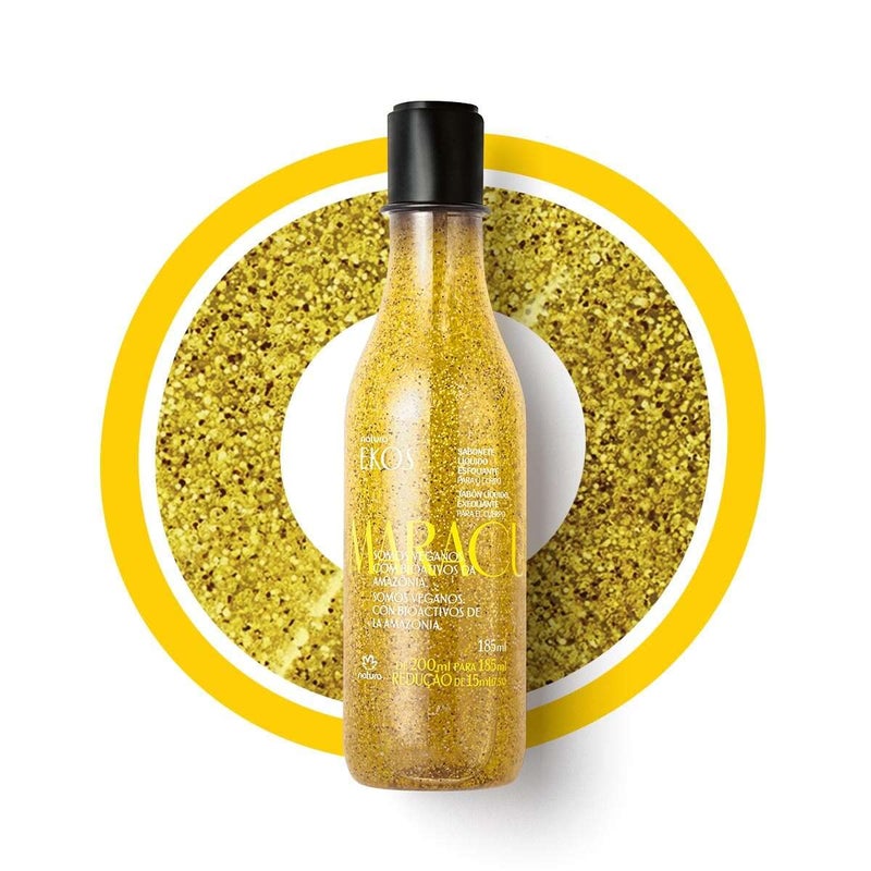 Natura ناتورا - جل استحمام مقشر مهدئ ماراكوجا - أحماض دهنية أساسية - 97% طبيعي - غسول للجسم - عناية بالبشرة نباتية - أسرار الجمال البرازيلية - العناية الذاتية والعناية بالجسم - 6.2 أونصة سائلة (185 مل) - Image 2