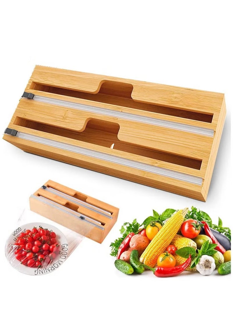 Arabest 2 in1 Foil and Plastic Wrap Organizer, Wrap Dispenser with Cutter, Aluminum Foil and Wax Paper Dispenser for Kitchen Drawer  - Image 1