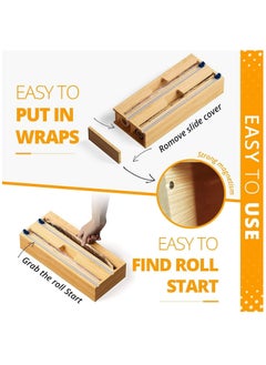Arabest 2 in1 Foil and Plastic Wrap Organizer, Wrap Dispenser with Cutter, Aluminum Foil and Wax Paper Dispenser for Kitchen Drawer  - Image 4