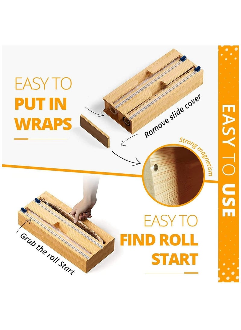 Arabest 2 in1 Foil and Plastic Wrap Organizer, Wrap Dispenser with Cutter, Aluminum Foil and Wax Paper Dispenser for Kitchen Drawer  - Image 4