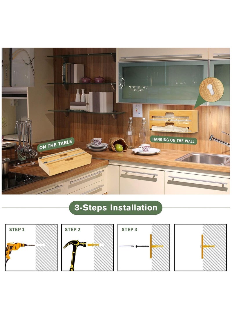 Arabest 2 in1 Foil and Plastic Wrap Organizer, Wrap Dispenser with Cutter, Aluminum Foil and Wax Paper Dispenser for Kitchen Drawer  - Image 5