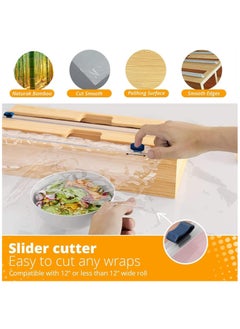 Arabest 2 in1 Foil and Plastic Wrap Organizer, Wrap Dispenser with Cutter, Aluminum Foil and Wax Paper Dispenser for Kitchen Drawer  - Image 2