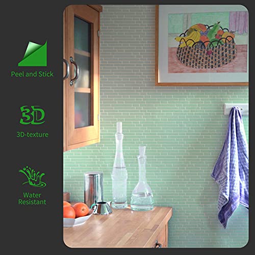 LONGKING 10-Sheet Self-Adhesive Peel and Stick Backsplash for Kitchen, Vinyl Decorative Tiles (Teal) - Image 2