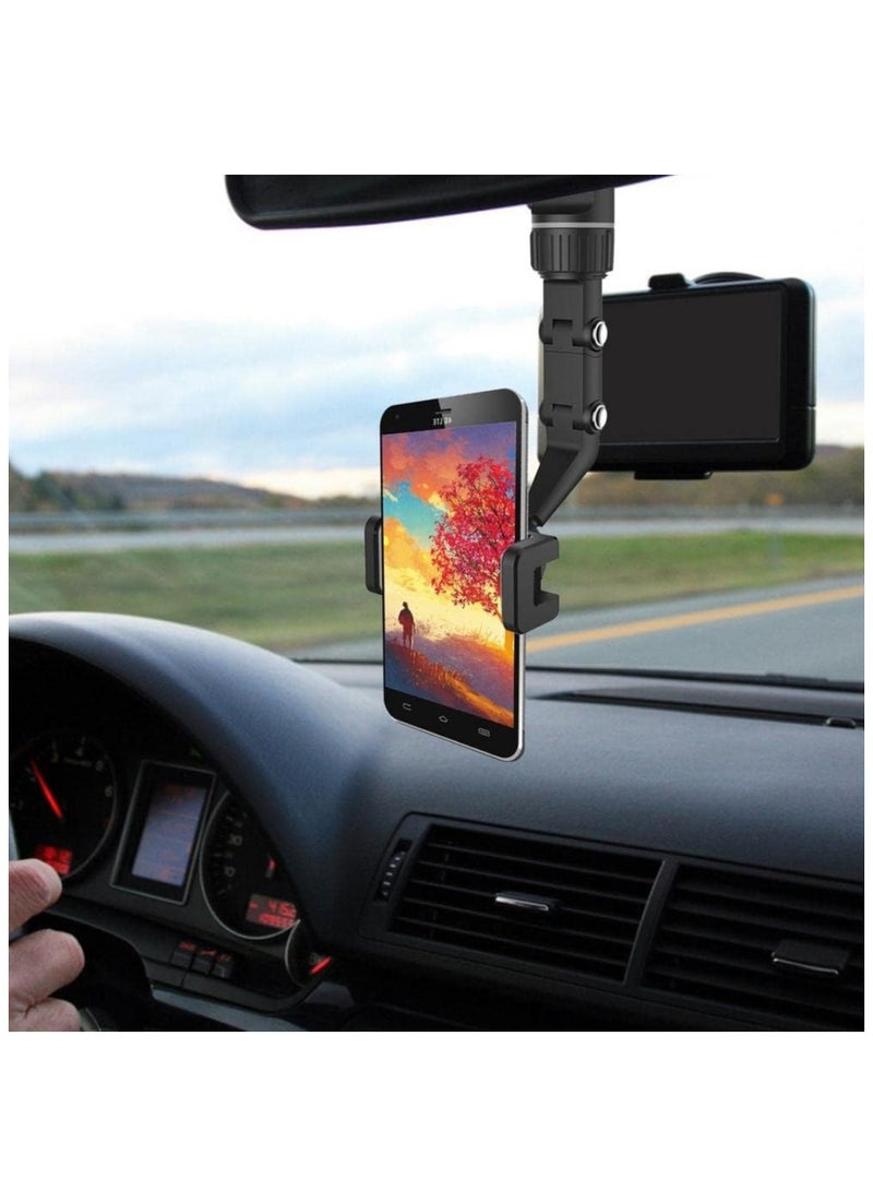 Yesido Car Phone Holder Multifunctional 360 Degree Rotatable Auto Rearview Mirror Mount Seat Hanging Clip Bracket Cell Phone Holder for 4.0-6.1 Inch Phone Gps Navigation Adjustable Support - Image 3