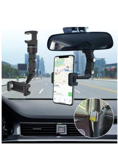 Yesido Car Phone Holder Multifunctional 360 Degree Rotatable Auto Rearview Mirror Mount Seat Hanging Clip Bracket Cell Phone Holder for 4.0-6.1 Inch Phone Gps Navigation Adjustable Support  - Image 2