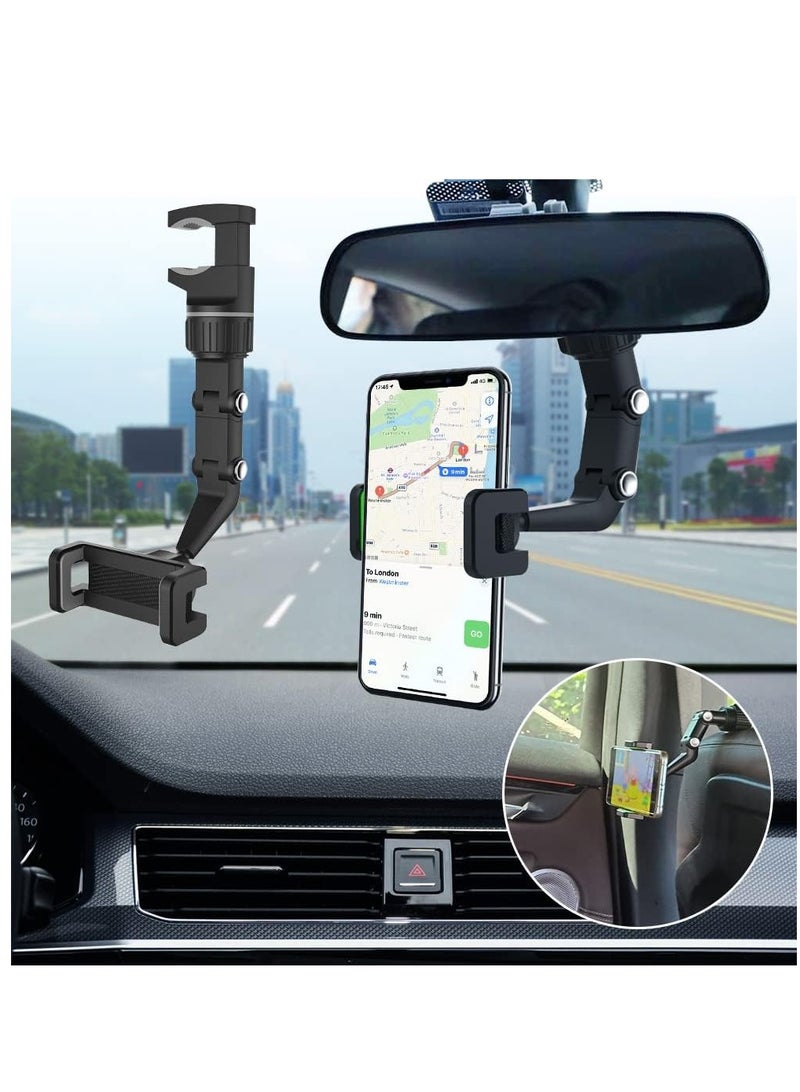 Yesido Car Phone Holder Multifunctional 360 Degree Rotatable Auto Rearview Mirror Mount Seat Hanging Clip Bracket Cell Phone Holder for 4.0-6.1 Inch Phone Gps Navigation Adjustable Support - Image 2