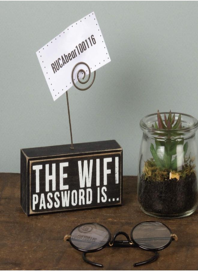 Primitives by Kathy 37176 Wood Photo Holder Block, The WIFI Password Is