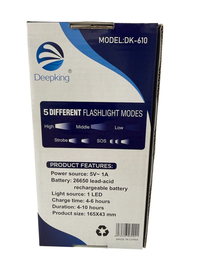 Deepking DK-610 Rechargeable LED & UV Tactical Flashlight, 20W, Type-C - Image 3