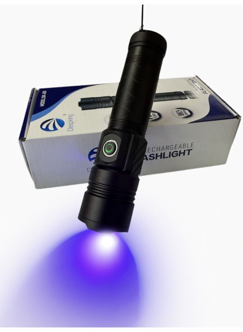 Deepking DK-610 Rechargeable LED & UV Tactical Flashlight, 20W, Type-C - Image 2