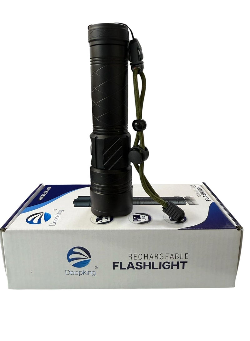 Deepking DK-610 Rechargeable LED & UV Tactical Flashlight, 20W, Type-C - Image 5