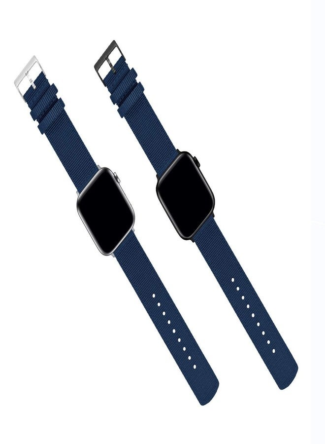 Barton Watch Bands سوار ساعة عسكري بطول 42 مم/44 مم باللون الأزرق البحري - بارتون بنظام إطلاق سريع - متوافق مع جميع طرازات ساعة آبل - معدات من الفولاذ المقاوم للصدأ - يناسب المعاصم من 5" إلى 8" - Image 2
