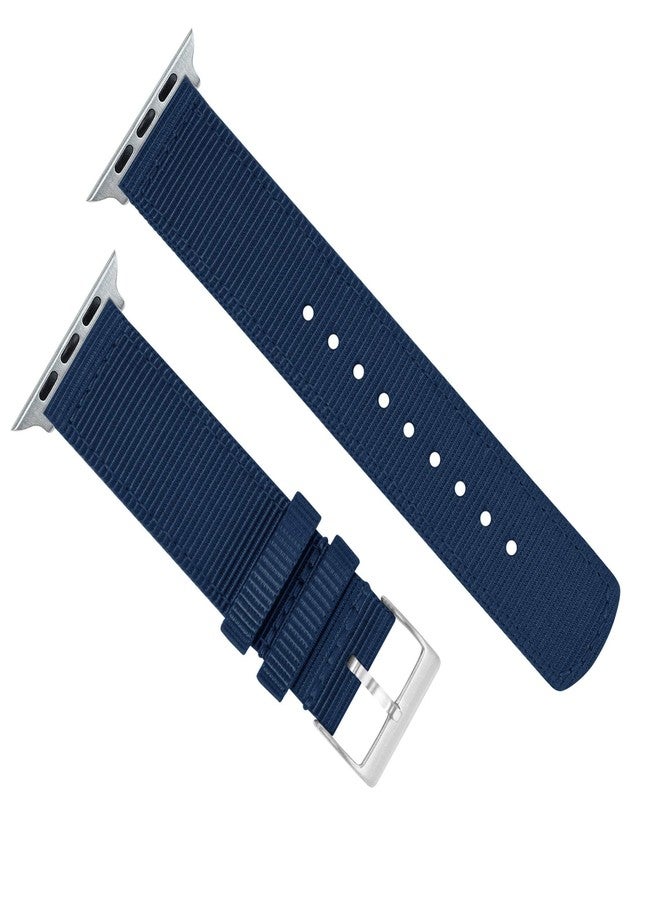 Barton Watch Bands سوار ساعة عسكري بطول 42 مم/44 مم باللون الأزرق البحري - بارتون بنظام إطلاق سريع - متوافق مع جميع طرازات ساعة آبل - معدات من الفولاذ المقاوم للصدأ - يناسب المعاصم من 5" إلى 8" - Image 3