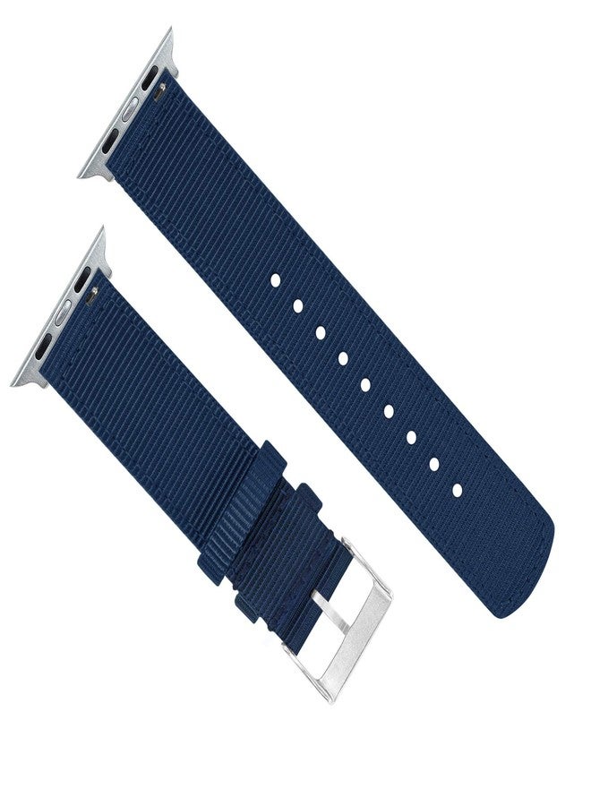 Barton Watch Bands سوار ساعة عسكري بطول 42 مم/44 مم باللون الأزرق البحري - بارتون بنظام إطلاق سريع - متوافق مع جميع طرازات ساعة آبل - معدات من الفولاذ المقاوم للصدأ - يناسب المعاصم من 5" إلى 8" - Image 4