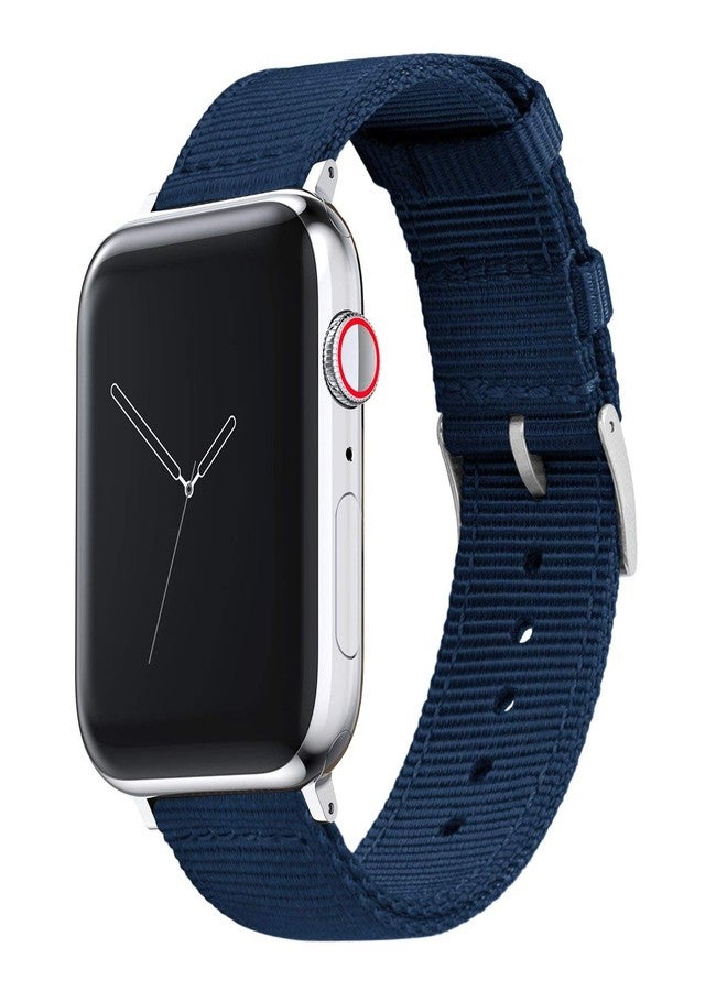 Barton Watch Bands سوار ساعة عسكري بطول 42 مم/44 مم باللون الأزرق البحري - بارتون بنظام إطلاق سريع - متوافق مع جميع طرازات ساعة آبل - معدات من الفولاذ المقاوم للصدأ - يناسب المعاصم من 5" إلى 8" - Image 1