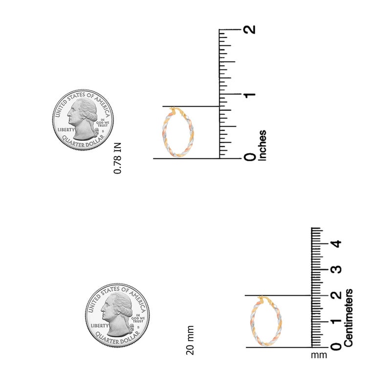 LeCalla 925 Sterling Silver Hoop Earrings Three-Tone Click-Top Lightweight Italian Design 14K Gold-Plated Small Earrings for Women - 20MM - Image 5