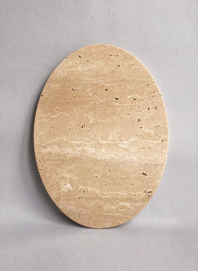 StonePlus Natural Round Marble Tray Smooth Pastry Board for Desserts, Cheese, Coffee, Matte on Both Sides (Beige Travertine) - Image 5