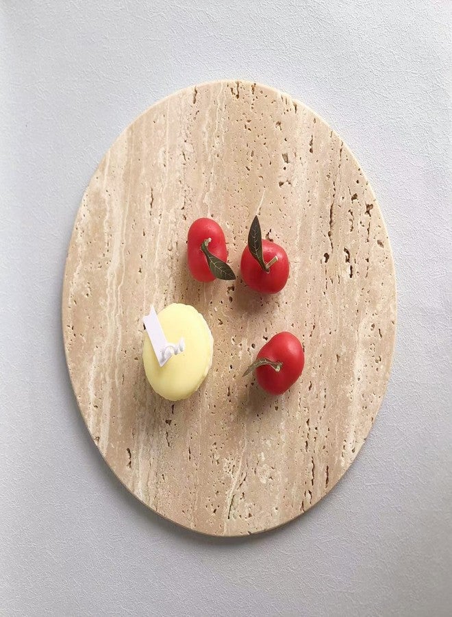 StonePlus Natural Round Marble Tray Smooth Pastry Board for Desserts, Cheese, Coffee, Matte on Both Sides (Beige Travertine) - Image 3