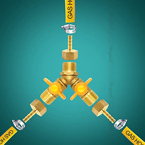 Horiznext brass 1/2 inch O.D. barb three way shut off ball valve for propane gas hose air water pvc pex garden tubing fuel line, tee switch splitter fitting - Image 5