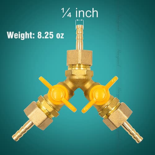 Horiznext brass 1/2 inch O.D. barb three way shut off ball valve for propane gas hose air water pvc pex garden tubing fuel line, tee switch splitter fitting - Image 3