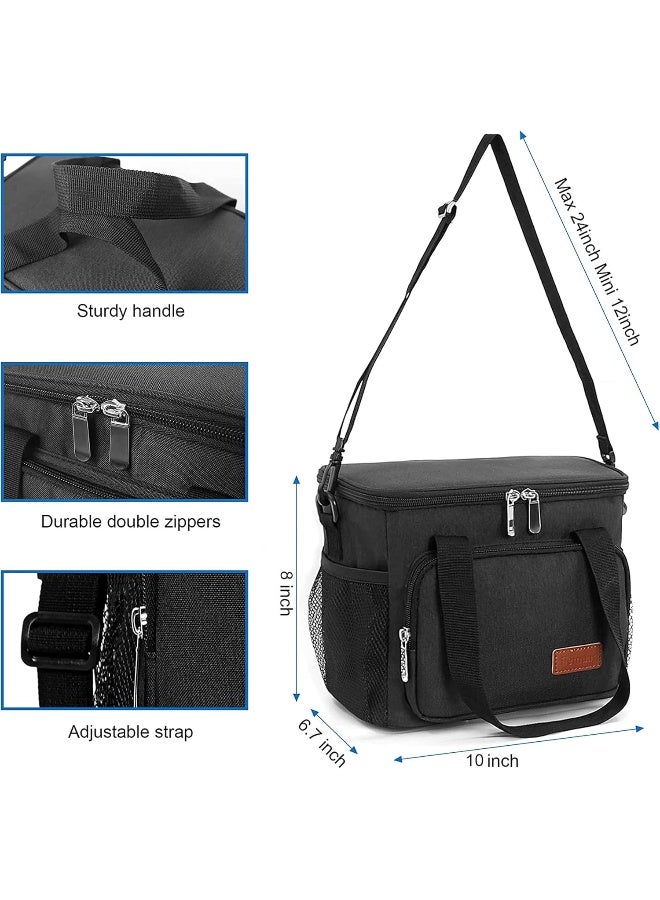 Femuar Lunch Bags for Women/Men, Insulated Lunch Bag for Work Office School Picnic - Lunch Cooler Bag Leakproof Lunch Box with Adjustable Shoulder Strap - Black - Image 3