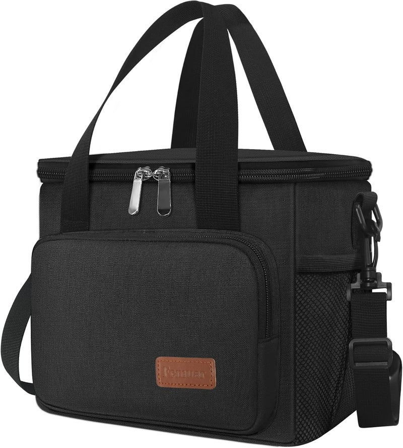 Femuar Lunch Bags for Women/Men, Insulated Lunch Bag for Work Office School Picnic - Lunch Cooler Bag Leakproof Lunch Box with Adjustable Shoulder Strap - Black - Image 1