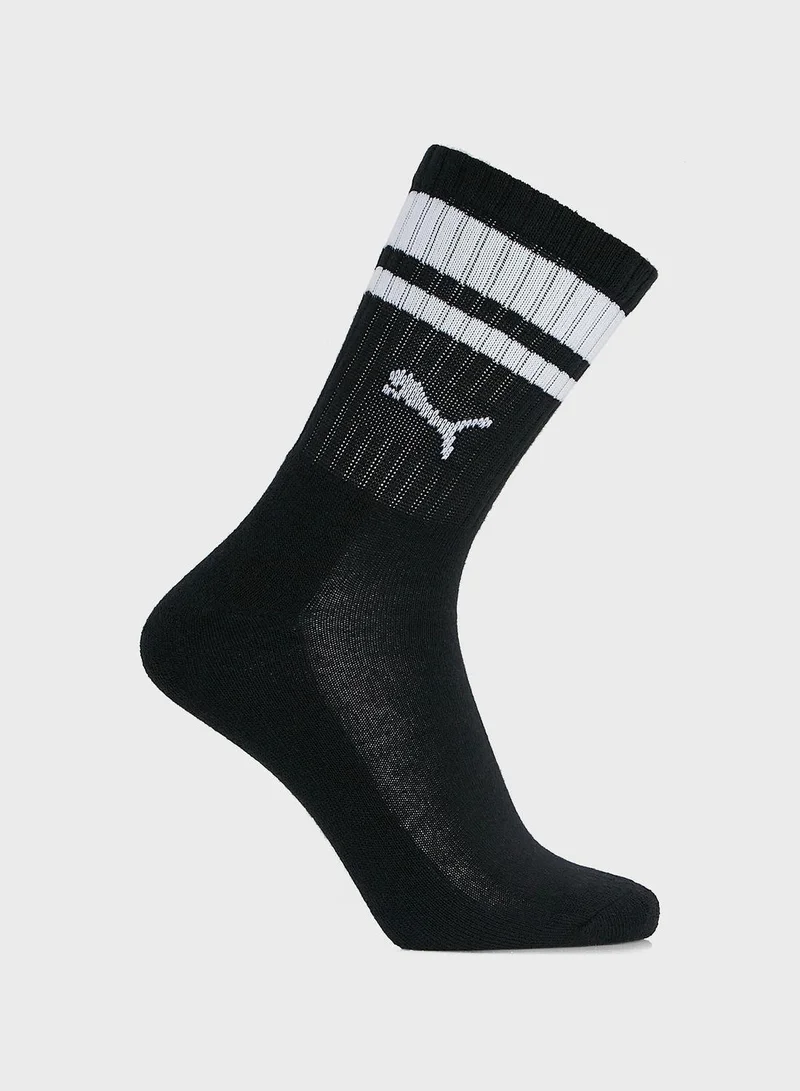 PUMA 2 Pack Crew Heritage Stripe Socks