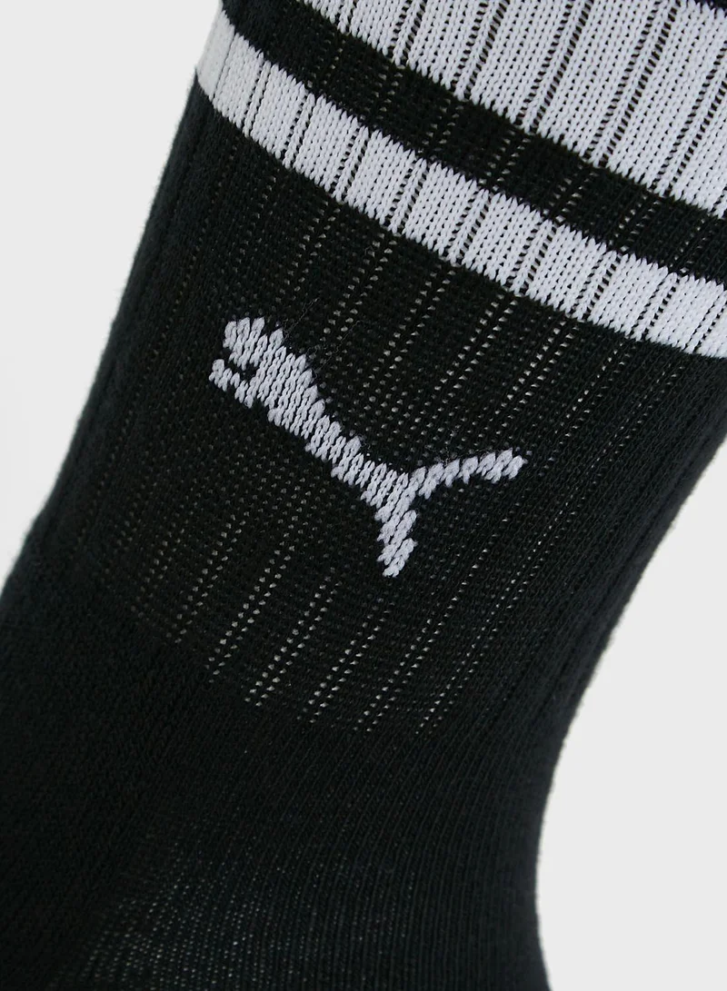 PUMA 2 Pack Crew Heritage Stripe Socks
