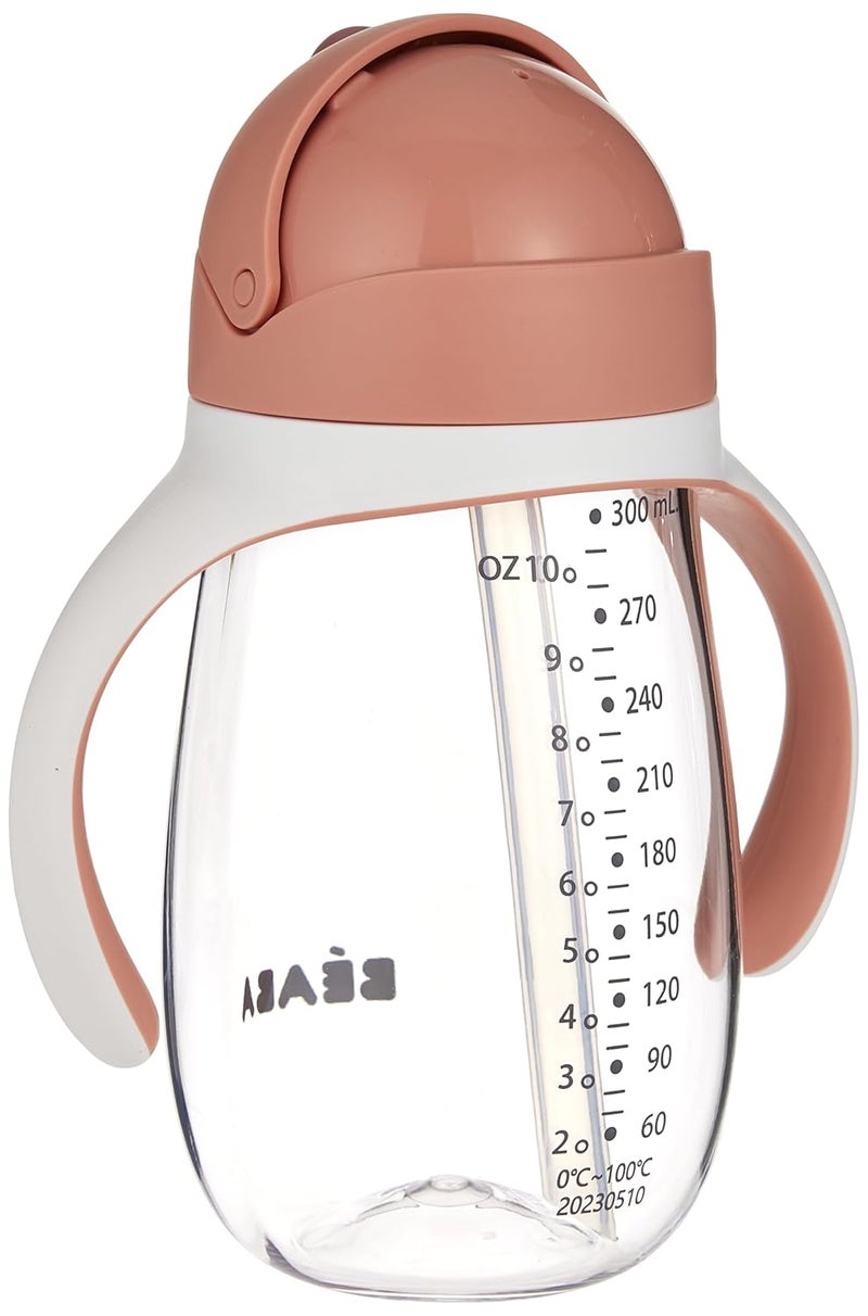 Baba Beaba 2-in-1 Baby Sipper Water Bottle, Anti Spill Sippy Cup with Soft Silicone Straw for Toddlers, Kids, 100% Waterproof, Easy to Open, Removable Handles, Tritan and Silicone - 300 ml, Terracotta, 8m+ (Vintage Pink) - Image 5