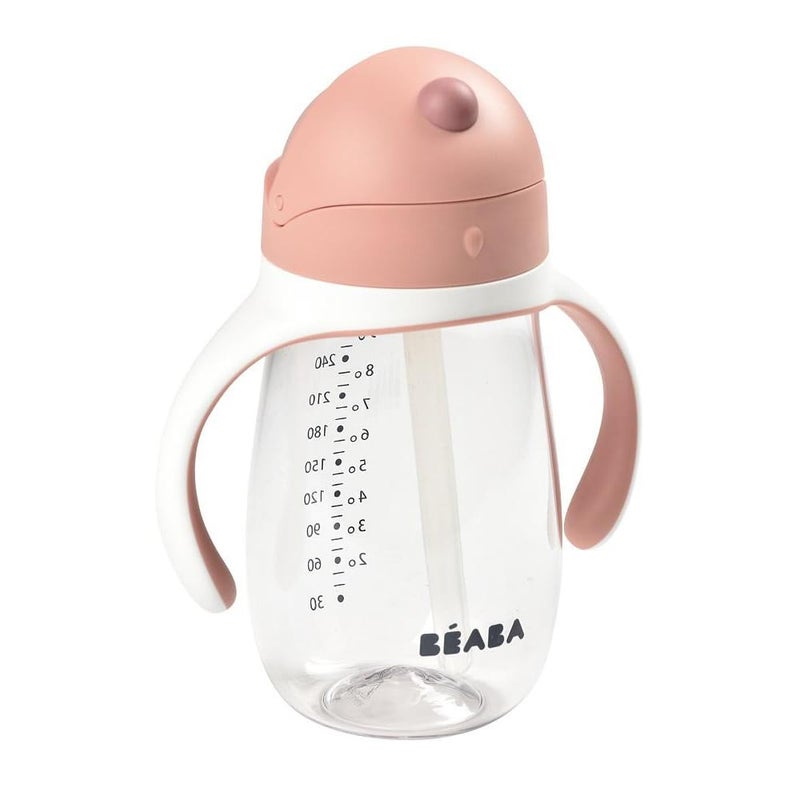 Baba Beaba 2-in-1 Baby Sipper Water Bottle, Anti Spill Sippy Cup with Soft Silicone Straw for Toddlers, Kids, 100% Waterproof, Easy to Open, Removable Handles, Tritan and Silicone - 300 ml, Terracotta, 8m+ (Vintage Pink) - Image 2