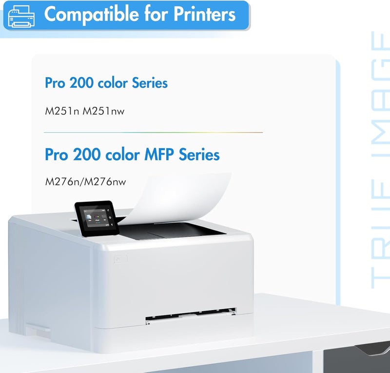 TRUE IMAGE خرطوشة حبر متوافقة بديلة لـ HP 131A 131X Pro 200 Color M251nw M251n MFP M276nw M276n CF210X CF210A CF211A CF212A CF213A طابعة (أسود سماوي أصفر أرجواني، 5 عبوات) - Image 2