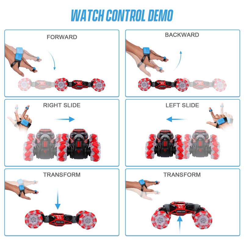 Loquat 4WD Gesture Sensor Control Deformable Electric All-Terrain Transformable LED Light Stunt Car 32cm - Image 5