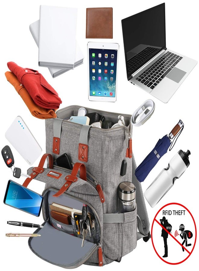 FALANKO Laptop Backpack for Women, 15.6 Inch Computer Backpack Doctor Teacher Work Purse Bookbag, Wide Top Open College Water Resistant Travel Casual Shoulder Bag with USB Charging Port - Image 3