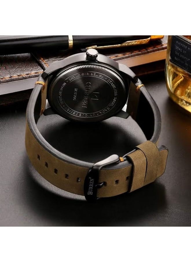 CURREN - CURREN 8306 Top Brand Luxury New Unique Dial Design Fashion Casual Business Men Watches Leather Strap Wristwatch Waterproof Clock - Image 1