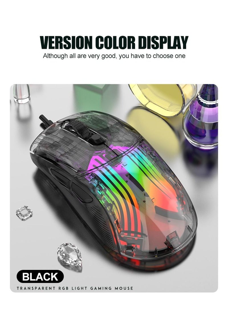 XUNFOX XYH10 Transparent RGB Wired Gaming Mouse, 6-Level Adjustable DPI 1200–7200 Esports Mouse with Silent Click, Anti-Slip Scroll Wheel, Colorful Breathing Light, USB Plug & Play for Windows 7/8/10/11 PC/Laptop - Image 2