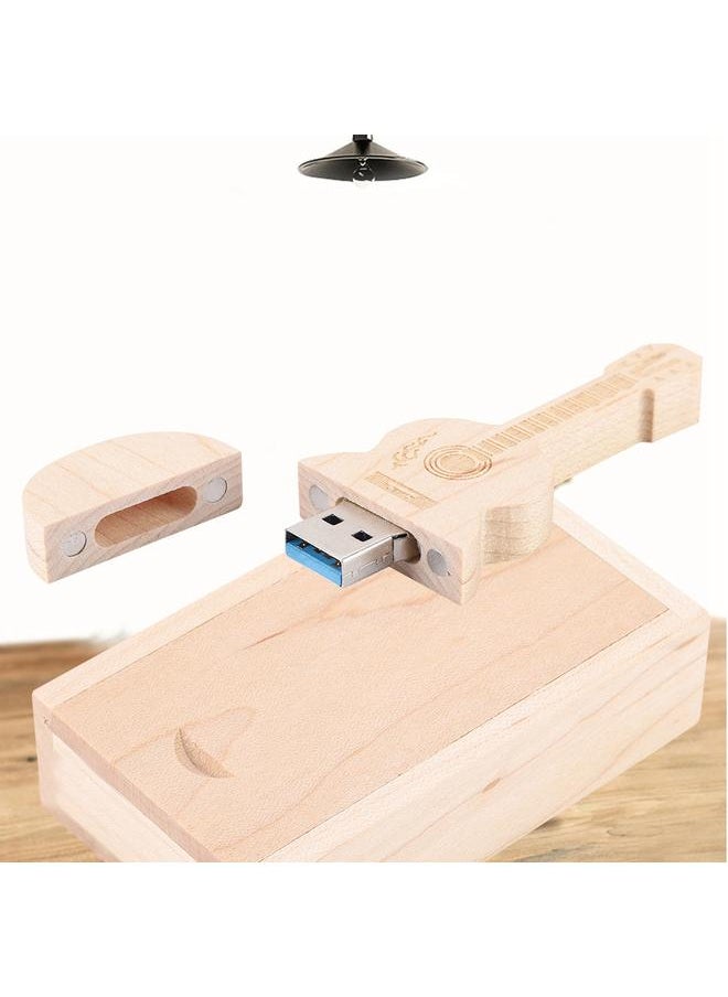 Wooden Guitar Shape Flash Drives Storage USB 2.0 U Disk Memory Stick For PC(8G)