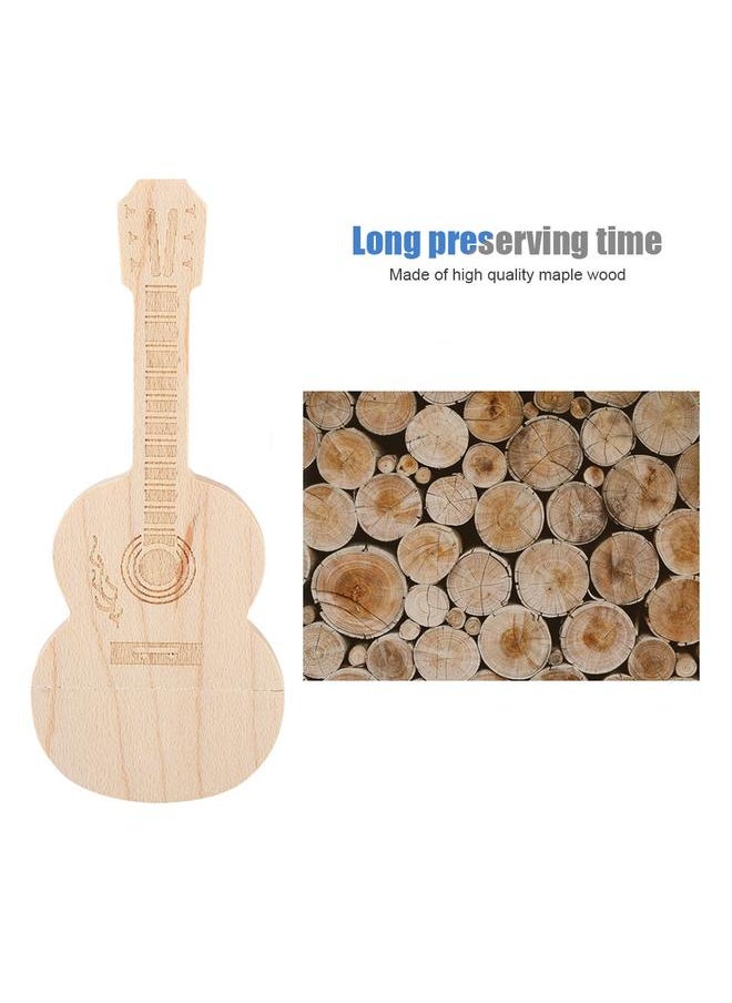 Wooden Guitar Shape Flash Drives Storage USB 2.0 U Disk Memory Stick For PC(8G)