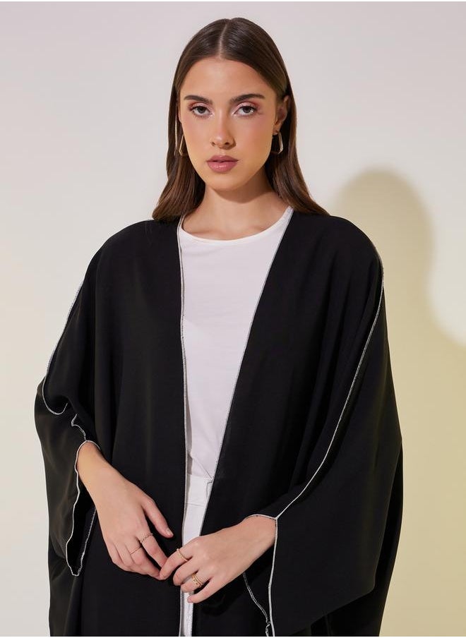 Take Two Contrast Stitching Batwing Sleeve Detail Kimono  - Image 3
