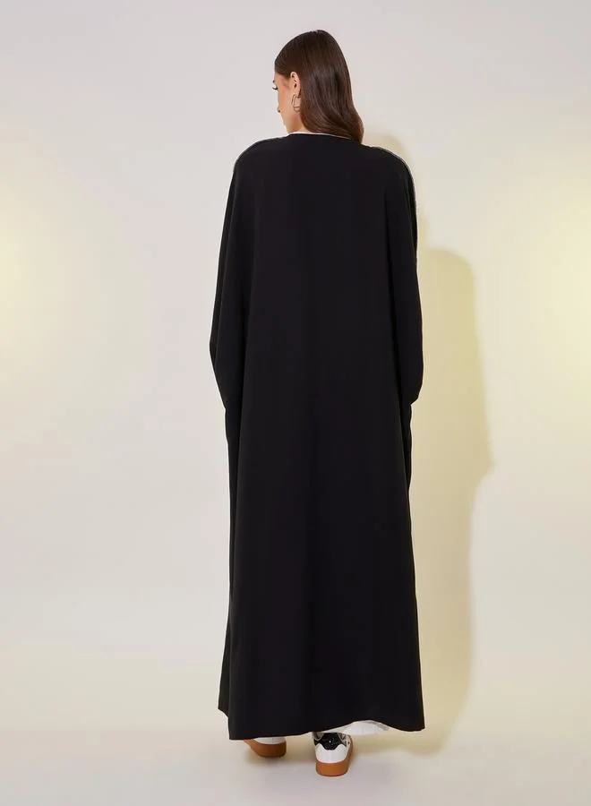 Take Two Contrast Stitching Batwing Sleeve Detail Kimono