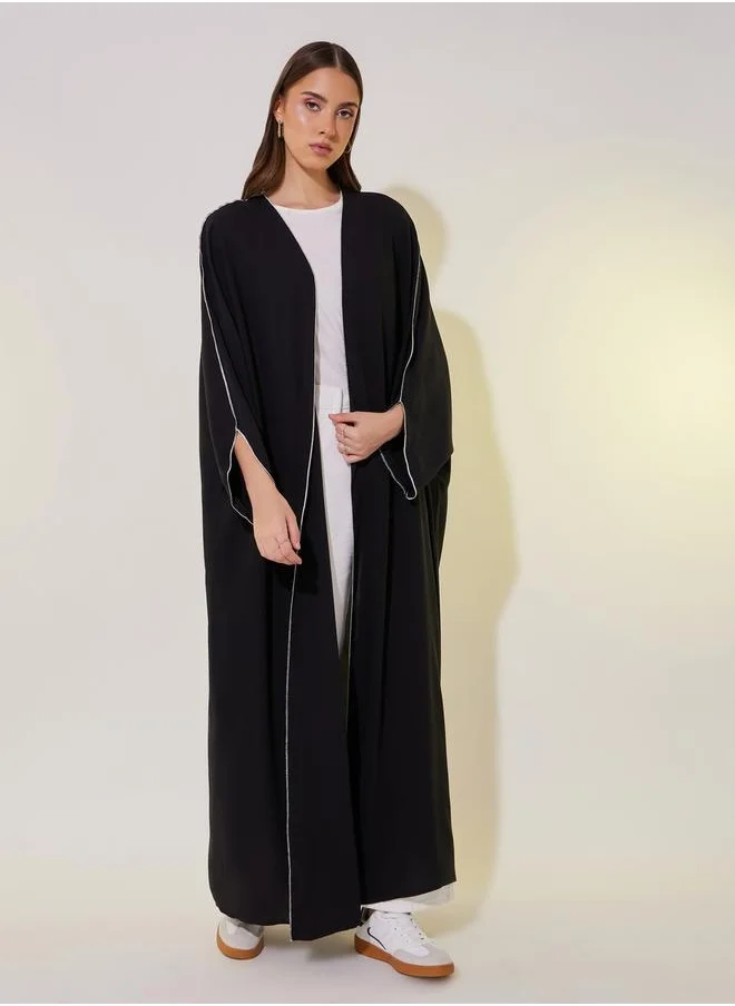 Take Two Contrast Stitching Batwing Sleeve Detail Kimono