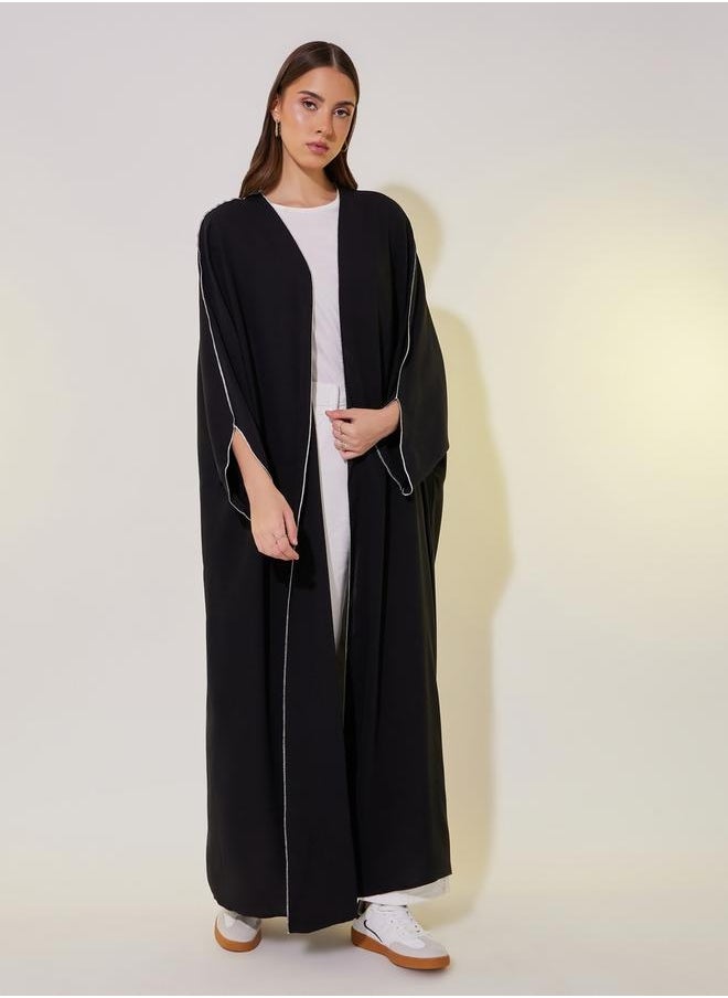 Take Two Contrast Stitching Batwing Sleeve Detail Kimono  - Image 1