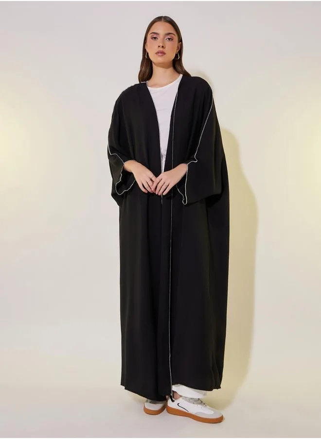 Take Two Contrast Stitching Batwing Sleeve Detail Kimono