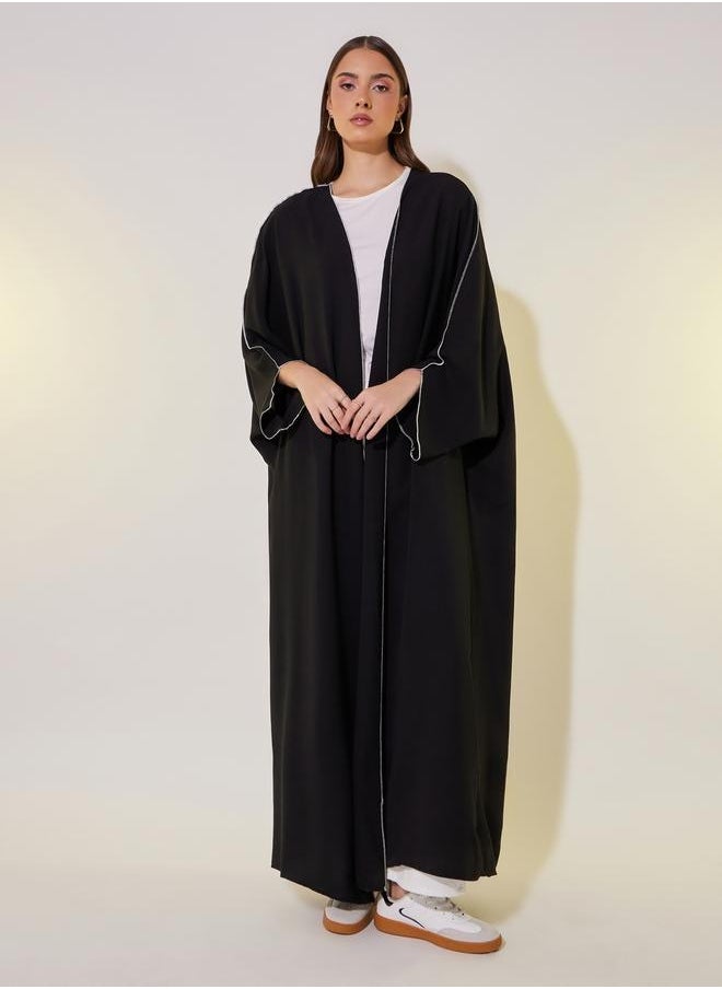 Take Two Contrast Stitching Batwing Sleeve Detail Kimono  - Image 2